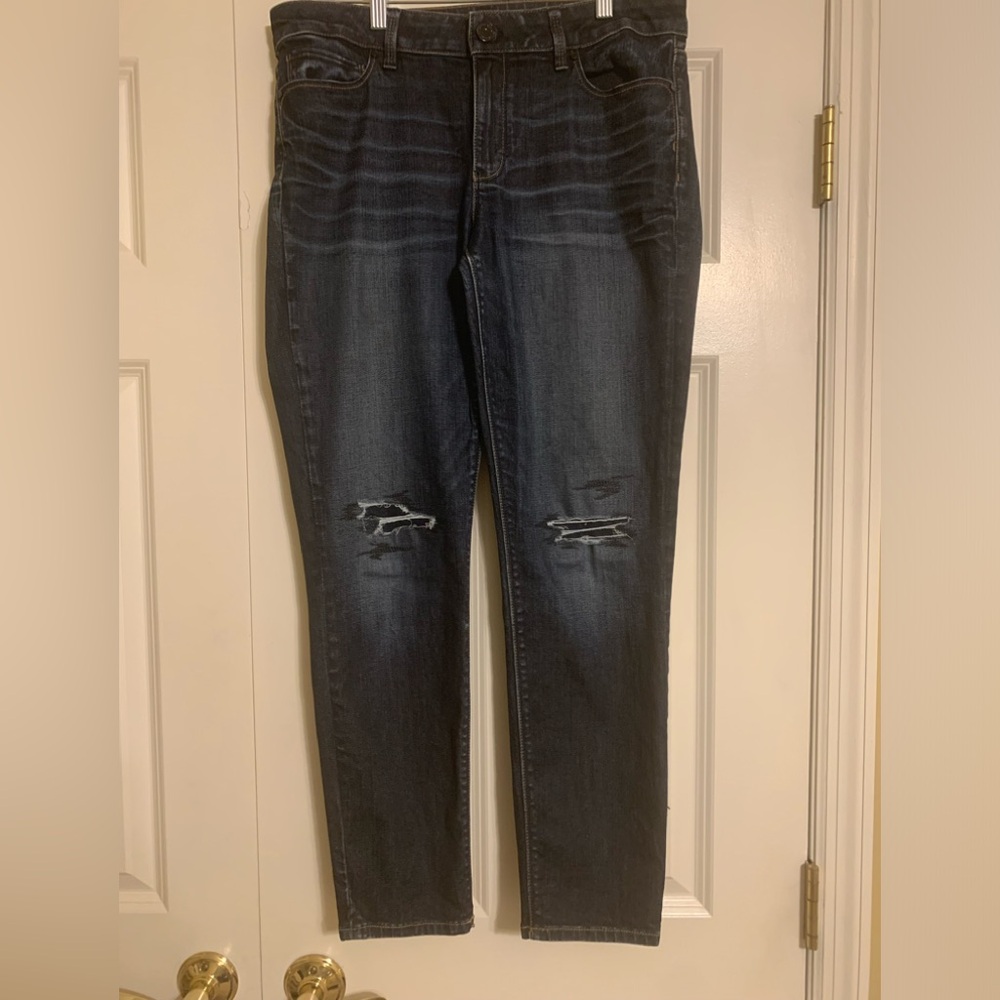 Two (2) pairs of WHBM distressed skinny jeans size 10.